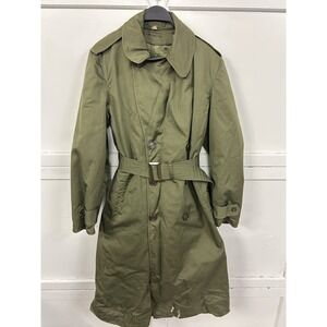 Vintage US Army Field Trench Coat Green OG-107‎  w/Liner - Overcoat - Reg Small